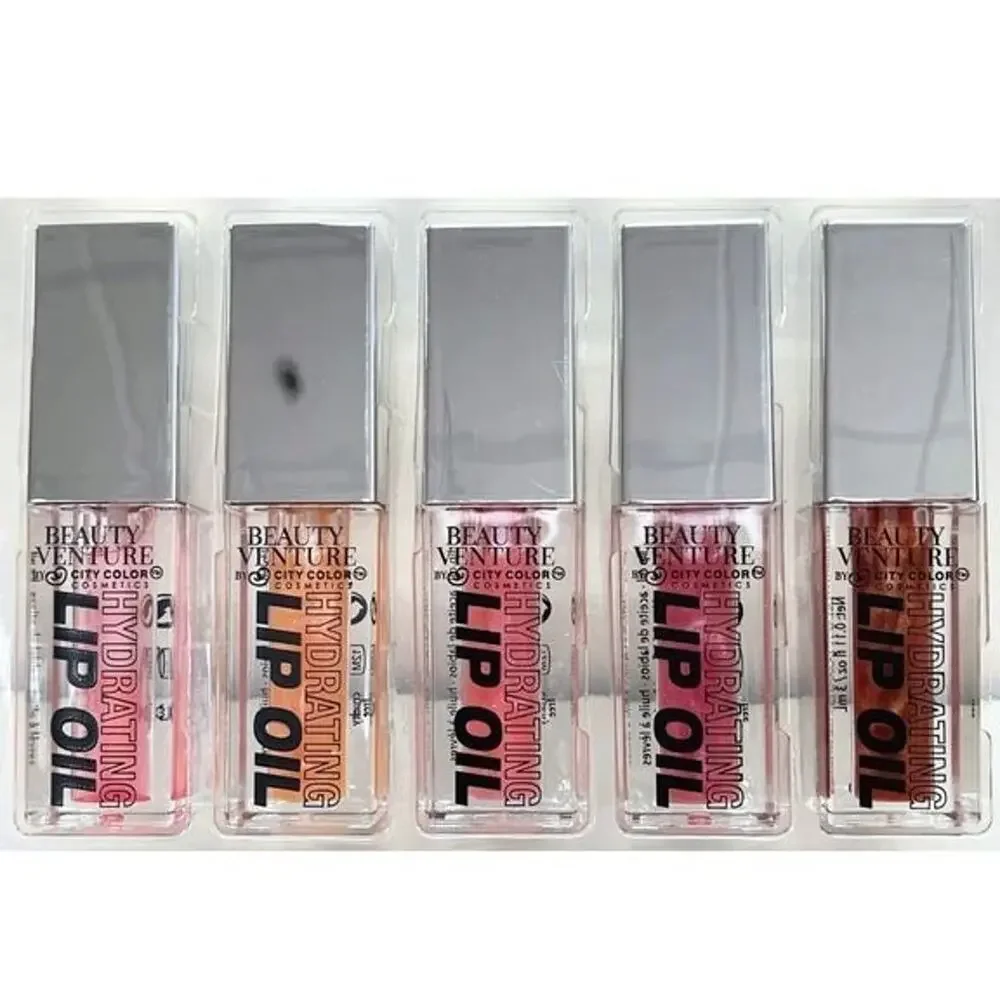 5 Piece Lip Oil Set Infused with Vitamin E in Shimmer Tones